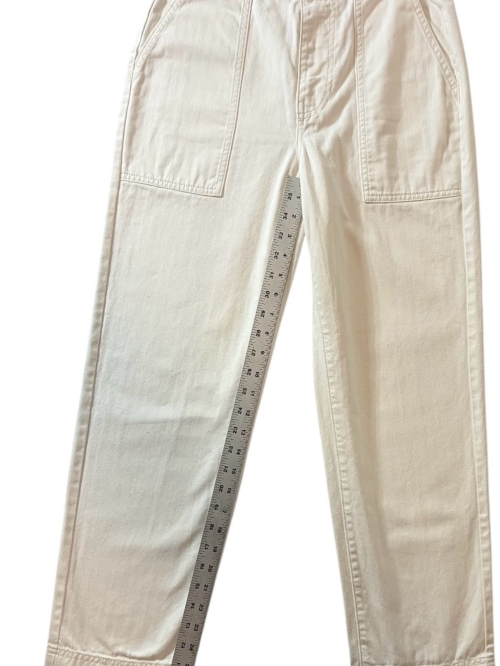 Everlane Organic Cotton Utility Pants Ecru Ivory Straight Leg Carpenter Size 0 - Picture 4 of 10